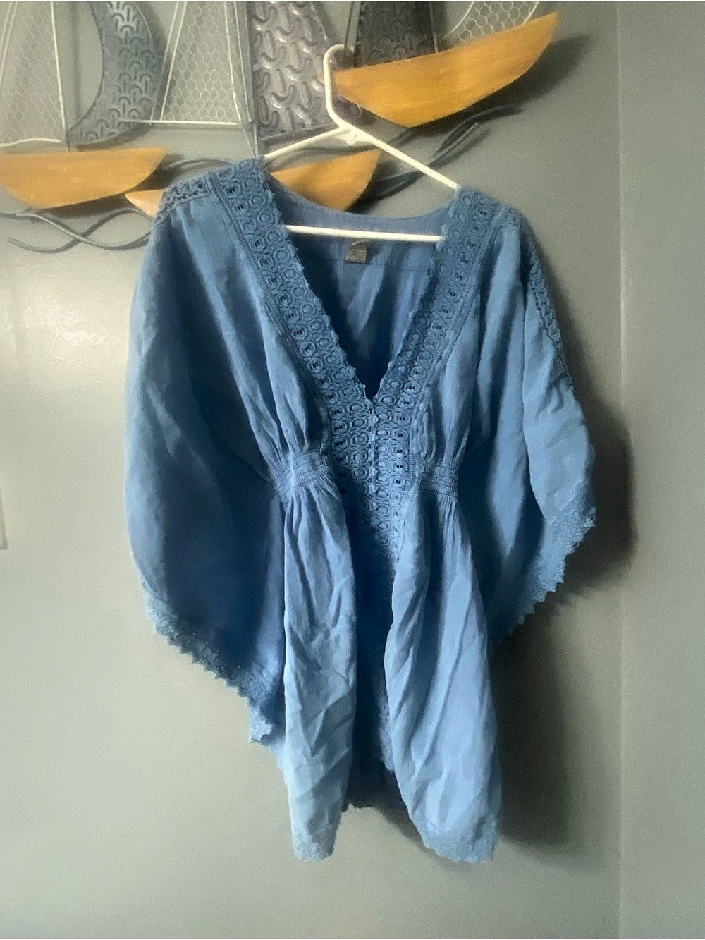 Blanco Cotton Blue Embroidered Tunic